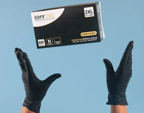 Hytec Black Nitrile Gloves, Powder Free